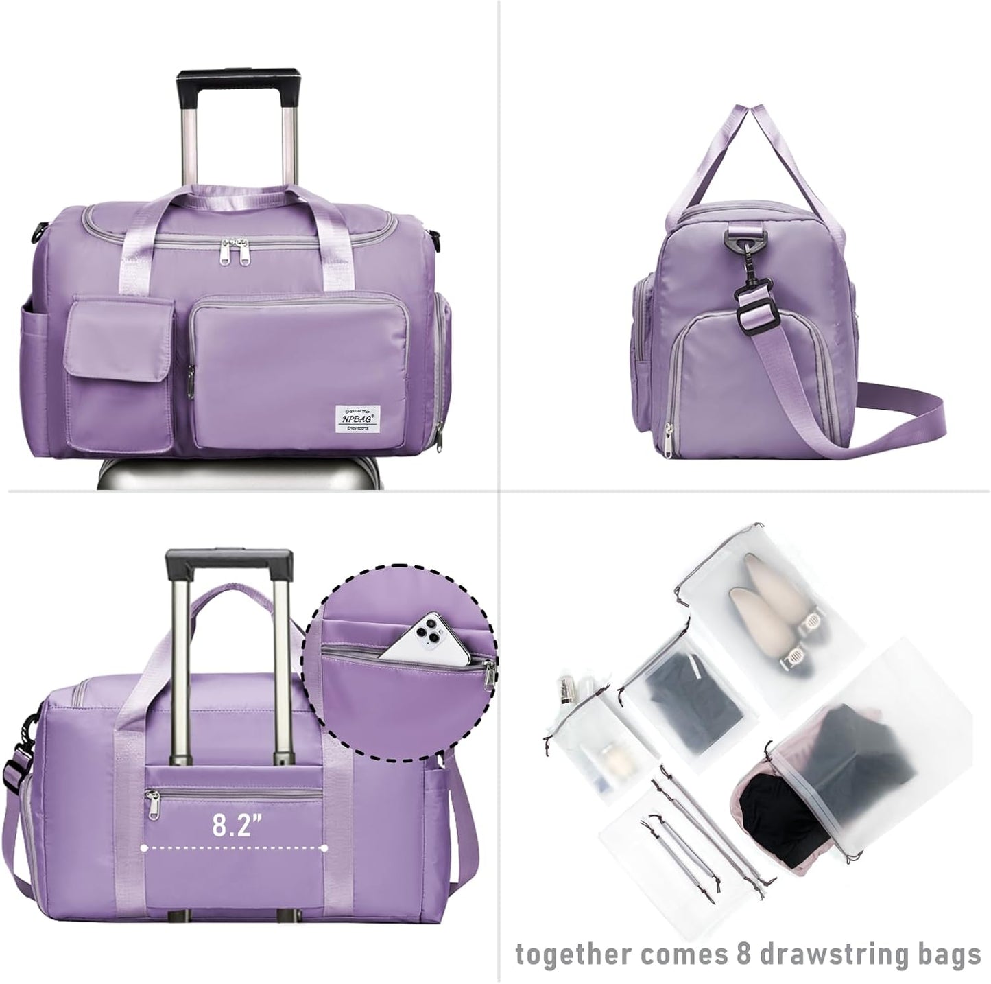 NPBAG Women Travel Duffel, Multi Functional Large Expandable Weekender Carry-on Tote, Gym Workout Overnight Bag, Mommy Hospital Bag for Labor and Delivery