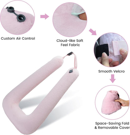 Car Pillow for Kids, Professional Inflatable Kids Car Pillow for Sleeping Carseat Travel - Safe, Reliable - Inflatable Travel Pillows for Kid Adult Car Seats Pink