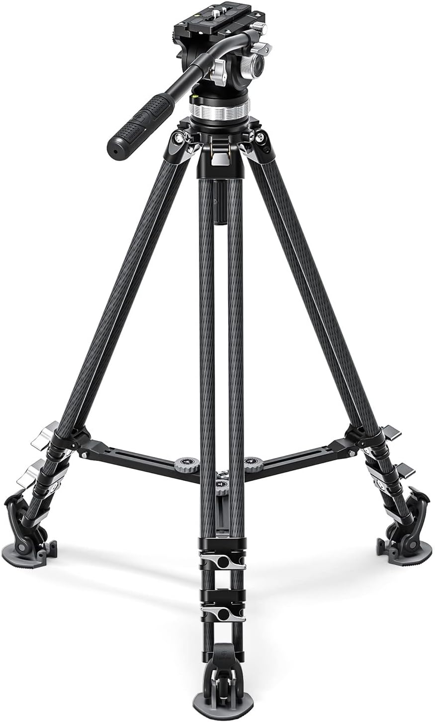 Leofoto LVC-253C+BV-15 King Kong Series Carbon Fiber Dual Leg Video Tripod w Fluid Head & Middle Spreader