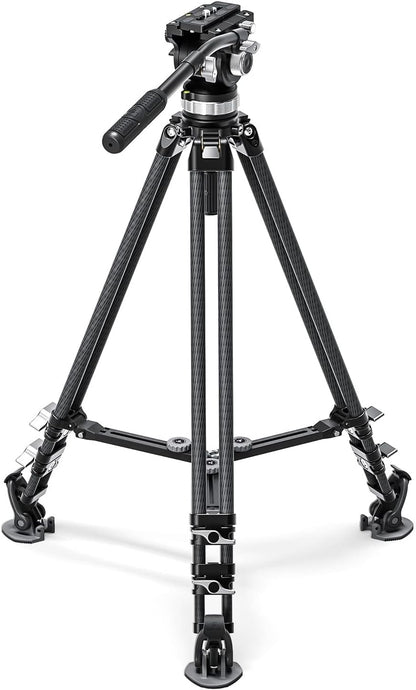 Leofoto LVC-253C+BV-15 King Kong Series Carbon Fiber Dual Leg Video Tripod w Fluid Head & Middle Spreader