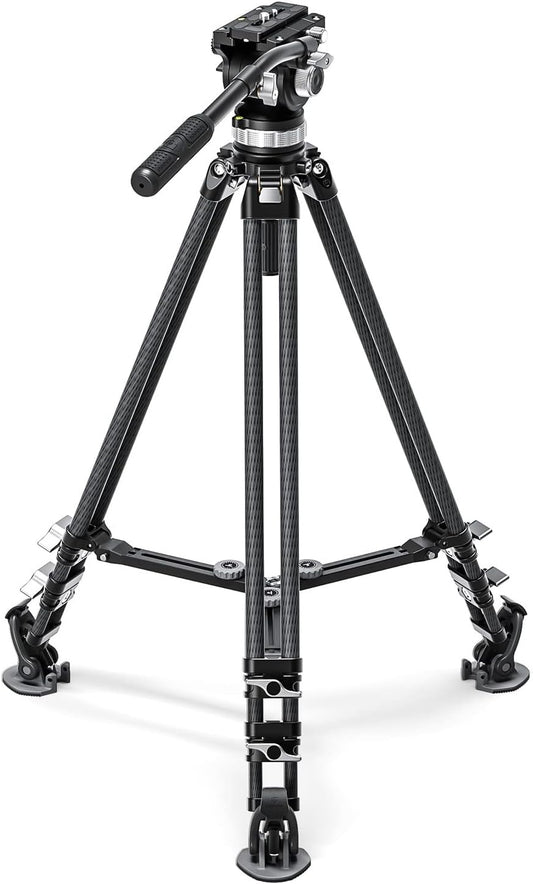 Leofoto LVC-253C+BV-15 King Kong Series Carbon Fiber Dual Leg Video Tripod w Fluid Head & Middle Spreader
