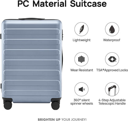 Carry on Luggage 22 X 14 X 9 Airline Approved, 20 Inch Luggage for 3-5 Days Travel, Double Spinner Wheels, 100% Hardshell PC, TSA Lock (03-Shadow (Basic), Checked 24-Inch)