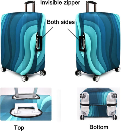 MosaiRudo Thicker Luggage Cover Elastic Suitcase Cover Protector Fits 18-32 Inch Suitcase Travel Accessories (Green Ripple, M)
