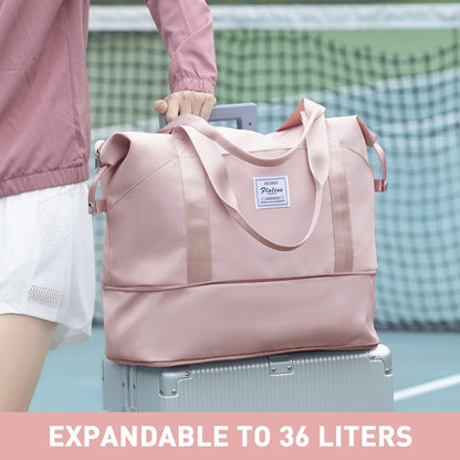 Travel Duffel Bag, Sports Tote Gym Bag, Shoulder Weekender Overnight Bag for Women