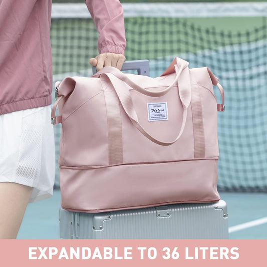 Travel Duffel Bag, Sports Tote Gym Bag, Shoulder Weekender Overnight Bag for Women