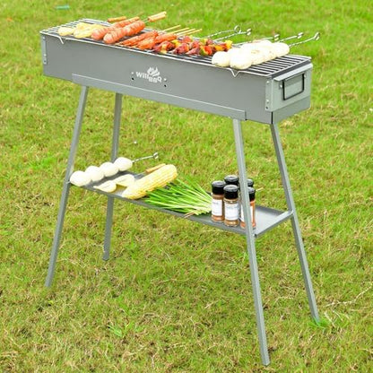 WILLBBQ Charcoal Grill, Portable BBQ Grill with Removable Stand Accessories