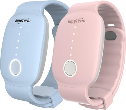EmeTerm Fashion FDA-Cleared Relieve Nausea Electrode Stimulator Morning Sickness Motion Travel Sickness Vomit Relief Rechargeable No Gel Drug Free Wrist Bands Without Side Effects (2 Pack)