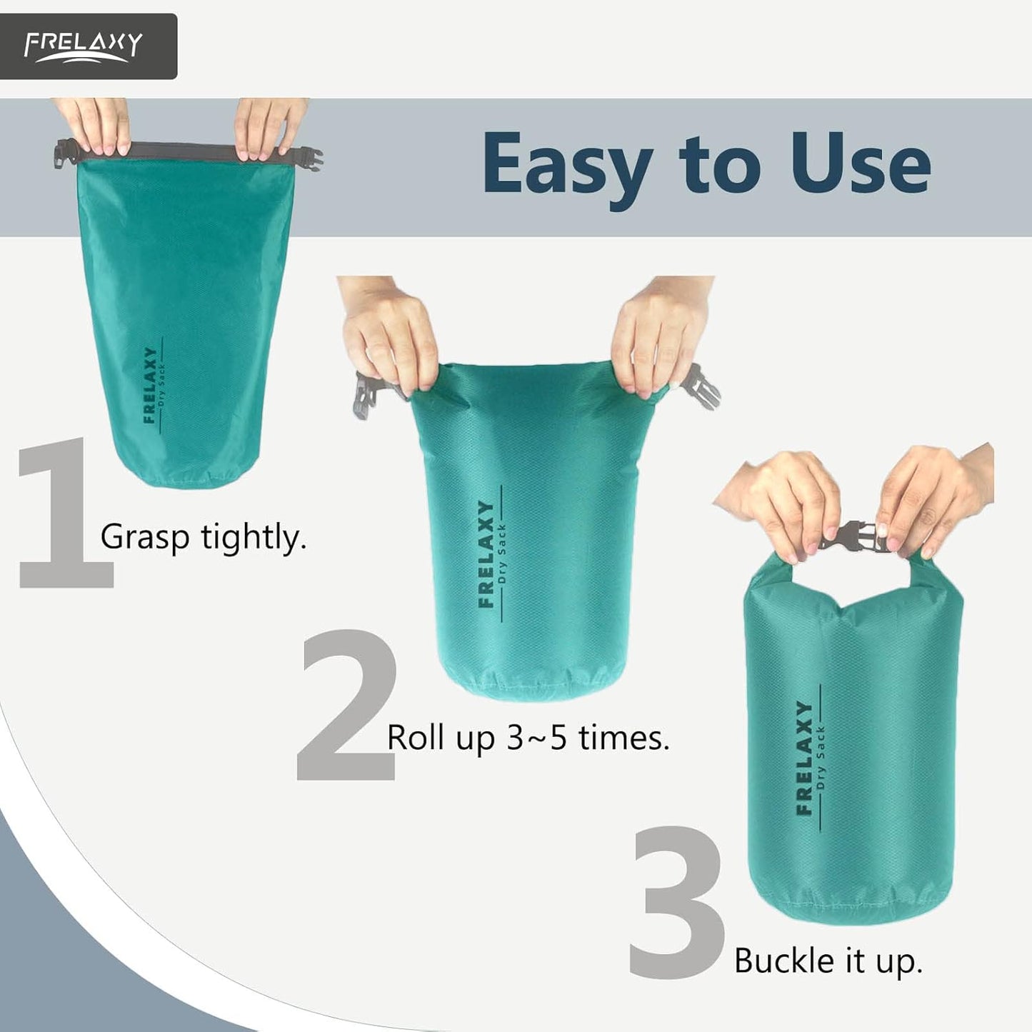 Frelaxy Waterproof Dry Bag 2 Pack/3 Pack, Lightweight Portable Dry Bags, 5L & 15L & 25L Durable Dry Sack Set Keep Gear Dry for Hiking, Camping, Boating, Backpacking, Kayaking (2 Pack - Turquoise)