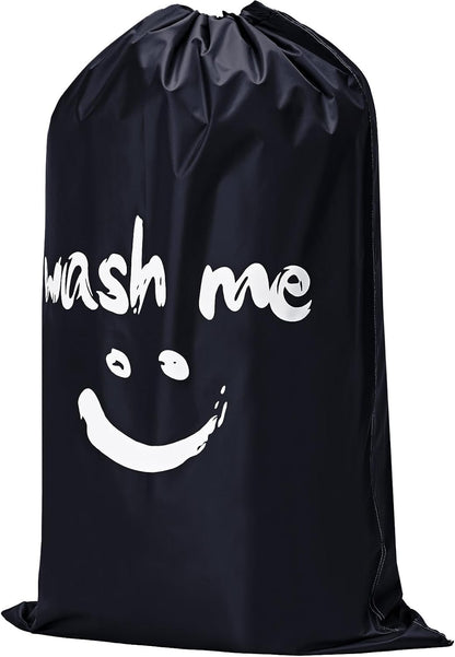 HOMEST XL Wash Me Travel Laundry Bag, Dirty Clothes Organizer, Large Enough to Hold 4 Loads of Garments, Easy Fit a Hamper or Clothing Basket, Black