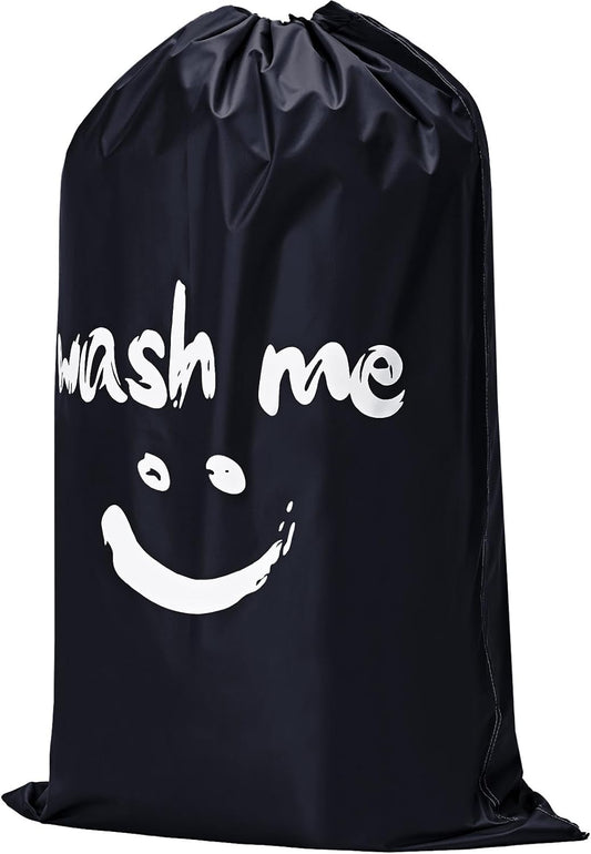 HOMEST XL Wash Me Travel Laundry Bag, Dirty Clothes Organizer, Large Enough to Hold 4 Loads of Garments, Easy Fit a Hamper or Clothing Basket, Black