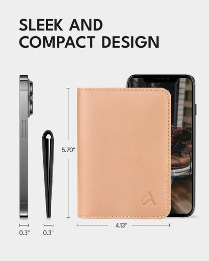 ALLIVE Passport Holder for Travel Women Men,Genuine Leather Passport Cover Wallet,Travel Must Haves Airport Essentials Travel Gifts Beige