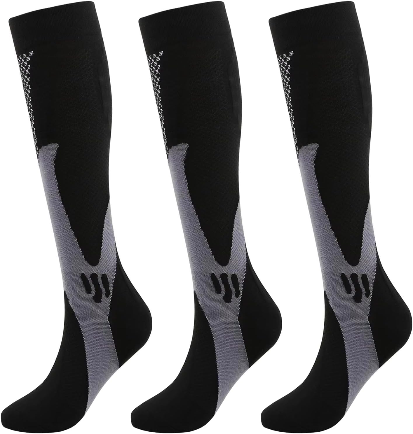 Kickticks 4 Pairs Compression Socks for Woman & Man Unisex 20-30mmHg Knee high Plus Size Wide Calves for Flying Running…