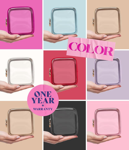 Embla Clear Makeup Bag Zipper Pouch, Transparent Cosmetic Case Organizer, TSA Approved Travel Toiletry Case, Travel Accessories Essentials Makeup Tote for Women, Mini Cute Make up Bag for Purse - Sky