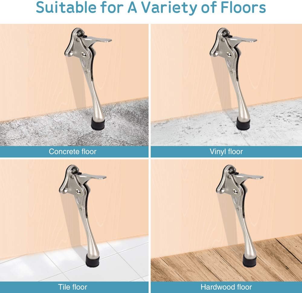 Door Stopper, One-Touch semi-Automatic Metal Door Stopper, with Non-Slip Rubber Tip for Wood, Concrete, Tiled, and Carpeted Floors (6inch x 15pack, Black)