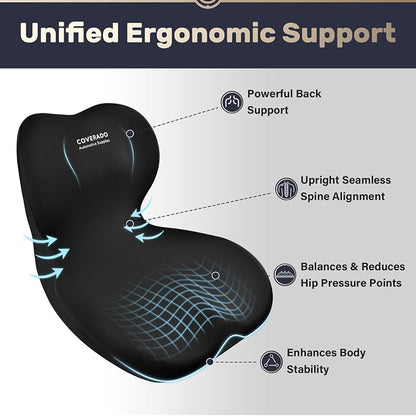 Coverado Car Seat Cushion and Lumbar Support Pillow One Piece, Memory Foam - Image 2