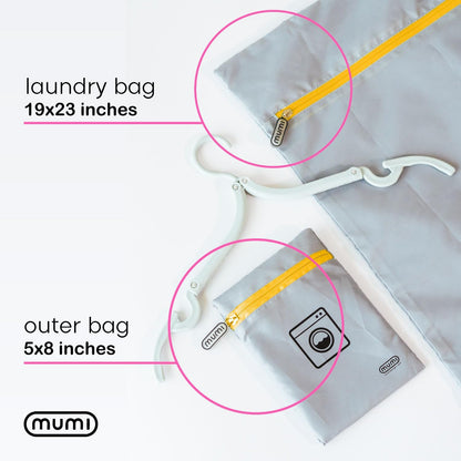 MUMI Travel Laundry Bag – Moisture & Smell-Proof Wash Bag with Folding Hanger & Outer Pouch | Large Washable Bags for Suitcase, Gym & Packing | Clothes Organizer for Trips & Storage - Aqua
