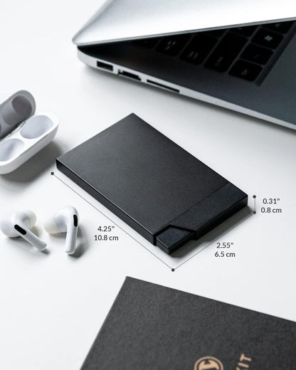 VULKIT Pop up Card Holder Minimalist Credit Card Holder RFID Blocking Slim Metal Card Case for Men or Women(Black)