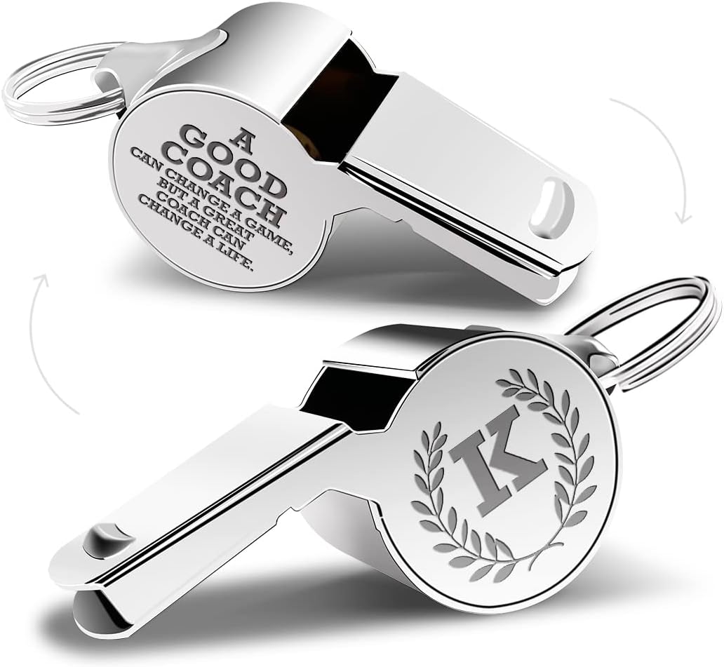 fkovcdy Letters Coach Gifts, Whistle for Coaches, Whistle Emergency, Thank You Coach Gifts, Coaches Whistle with Lanyard Coach Gift for Men Women Teachers Referees Sports Coach Outdoor,Letter K