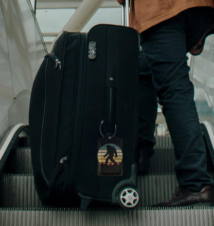 2 Pcs Bigfoot Luggage Tags for Suitcases, Funny Sasquatch Luggage Tags, Bachelorette Honeymoon Anniversary Christmas Birthday Travel Bag Gift for Men Women, Privacy Cover ID Label with Steel Loop