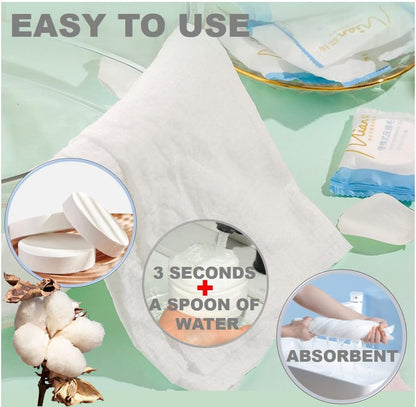 Premium Extra Large and Thick (23.6" X 11.8") Pure Cotton Disposable Washcloths, Portable Travel Towels Wash Cloth for Camping Hiking Backpacking or Traveling