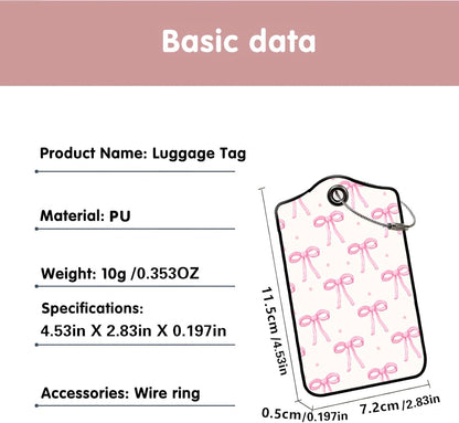 Luggage Tags for Suitcases, 2-Pack PU Leather for Cruise & Travel, Baggage ID Tags with Privacy Cover & Address Card, Durable Metal Ring, Kids Adults Travel Accessories, Blush Bows