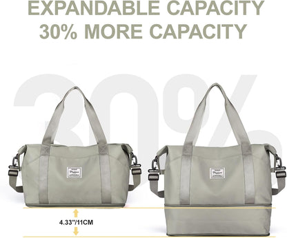 Travel Duffel Bag, Sports Tote Gym Bag, Shoulder Weekender Overnight Bag for Women