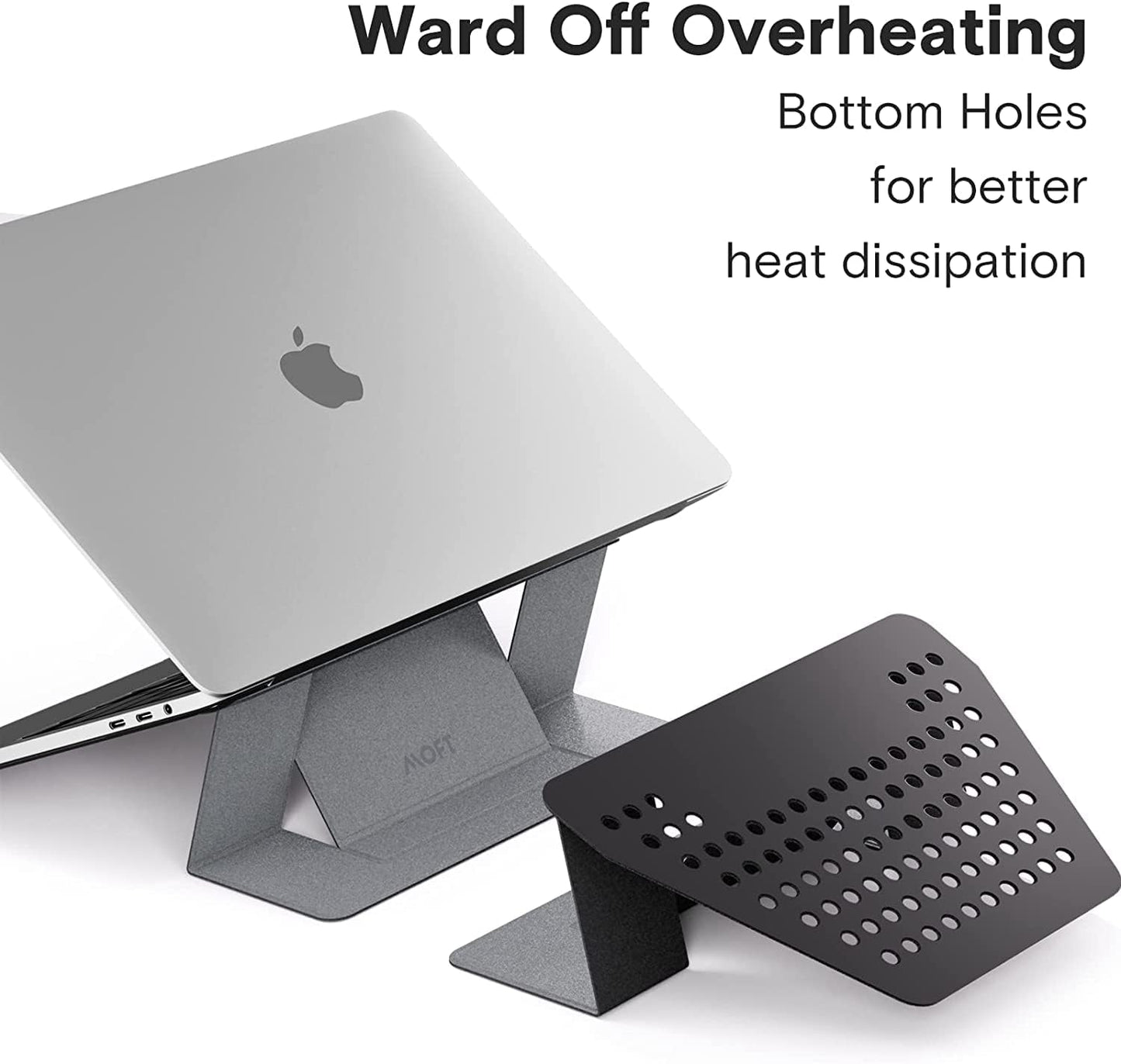 MOFT Laptop Stand for Desk, Stick-On Computer Stand with Dual-Angle, Ergonomic Laptop Riser Holder for Travel, Foldable & Portable MacBook Stand Fits 11.6"-16" Laptops, Silver (Adhesive Version)