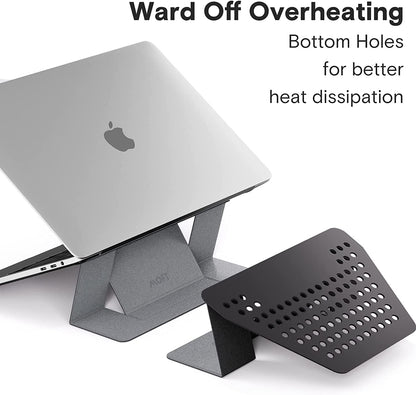 MOFT Laptop Stand for Desk, Stick-On Computer Stand with Dual-Angle, Ergonomic Laptop Riser Holder for Travel, Foldable & Portable MacBook Stand Fits 11.6"-16" Laptops, Silver (Adhesive Version)