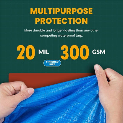 Large Waterproof Tarp - Heavy Duty 20 Mil Thick Poly Tarpaulin Ideal for Canopy Tents, Boats, RV or Pool Covers - Multipurpose Protective Tarps with Grommets for Indoor and Outdoor Use | 9' x 12'