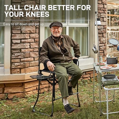 EVER ADVANCED Portable 30.7" Seat Height Tall Camping Directors Chair