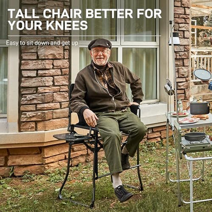 EVER ADVANCED Portable 30.7" Seat Height Tall Camping Directors Chair