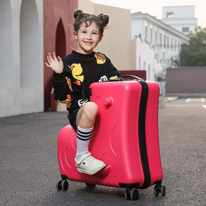 AO WEI LA OW Duffel Bag for Kids Ride-On Suitcase Carry-On Luggage with Wheels (Fuchsia, 24 Inch(suggest 6-12 years old))