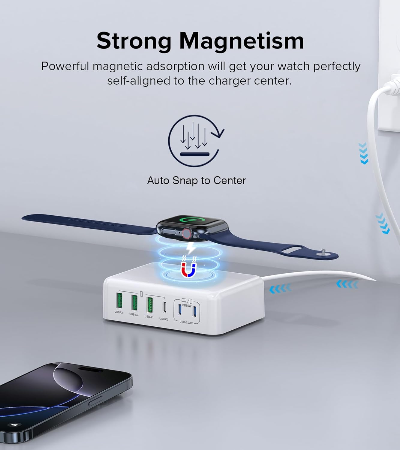 170W USB C Charging Station Block, Travel Charger for Multiple Devices, USB C Charger Plug for iPhone 16 15 14 13 12 Series, Apple Watch Ultra SE 10 9 8 7 6 5 4 3 2, AirPods, MacBook Pro Air, iPad