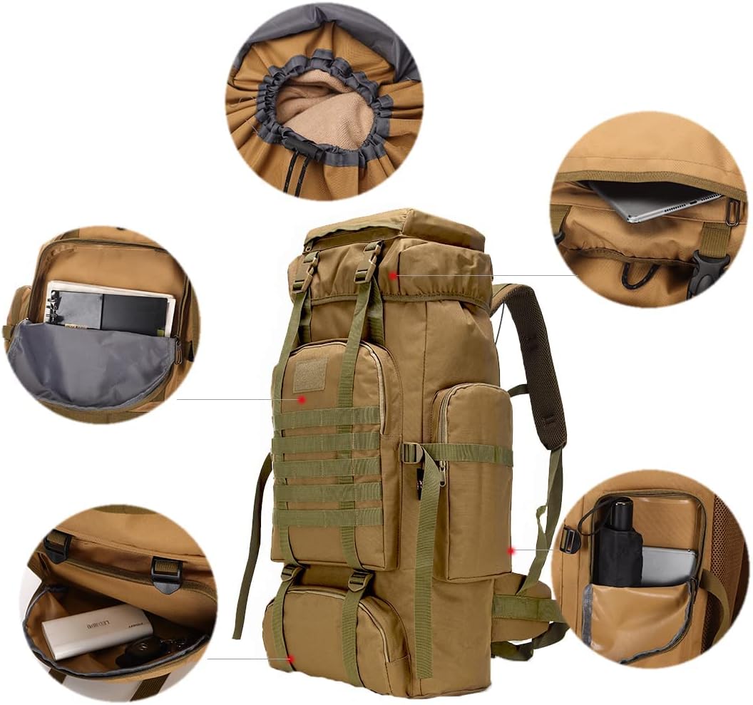 Hiking Backpack for Men 70L/100L Camping Backpack Military Rucksack Molle 3 Days Assault Pack for Climbing