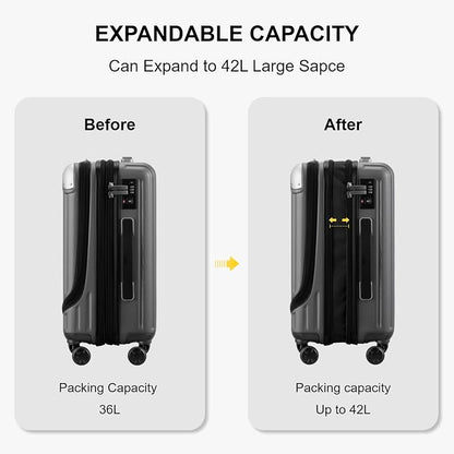 LEVEL8 Grace Carry on Luggage, 20 Inch Expandable Hard Shell Suitcases - Image 4
