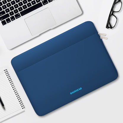 RAINYEAR Laptop Sleeve Case 13.3 Inch, Protective Portable Case with Front Pocket, Briefcase Handbag Laptop Bag Compatible with MacBook Air/Pro 13-13.3 inch, MacBook Pro 14 inch, Navy Blue