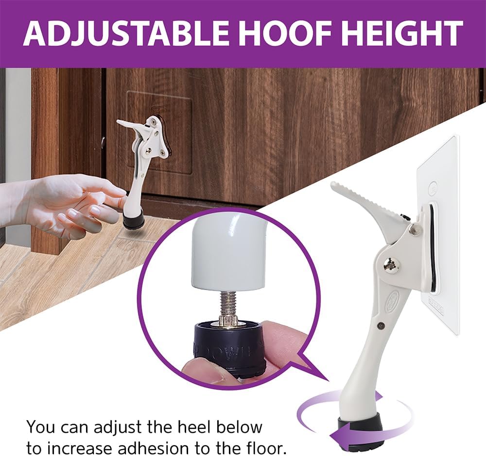 Door Stopper with Adhesive Bracket Stickers, No Drilling or Tools Needed, Available for All Doors, Door Holder, Heavy Door Stop, KickDown Door Stoppers, Bottom of Door by HASHI (White/Bracket 2pack)