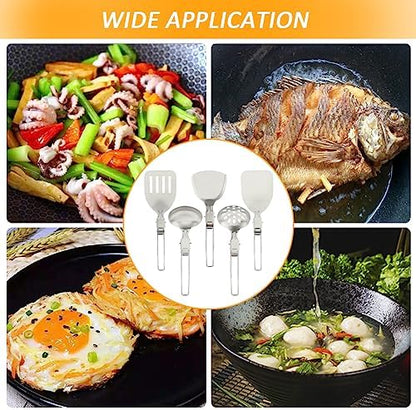 Camping Kitchen Utensil Set, 5Pcs Foldable Stainless Steel Cooking Utensil