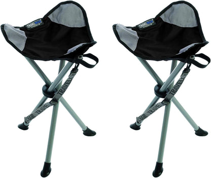 Travel Chair Slacker Tripod Chair for Camping, Set of 2, Adjustable Carry Strap for Easy Transport | Oversized Duck Feet for Improved Stability | Perfect for Outdoor Adventures (Black)