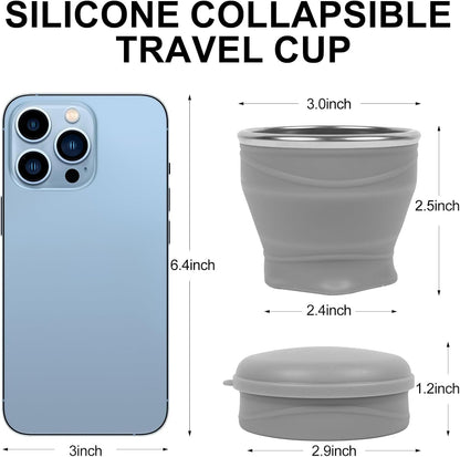 Collapsible Water Cup 6oz/180ml - Collapsible Cup - Silicone Collapsible TravelCup - Silicone Folding Camping Cup with Lids - Foldable Drinking Cup - for Travel, Camping, Hiking, Outdoor Sports