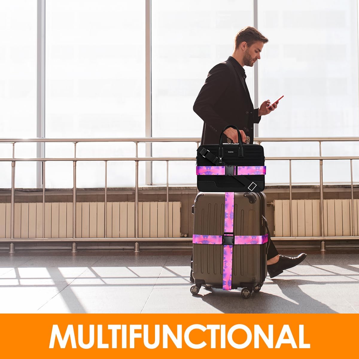 Adjustable Travel Luggage Strap Suitcase Belt Travel Bag Accessories 1.96 in W x 6.23 ft L