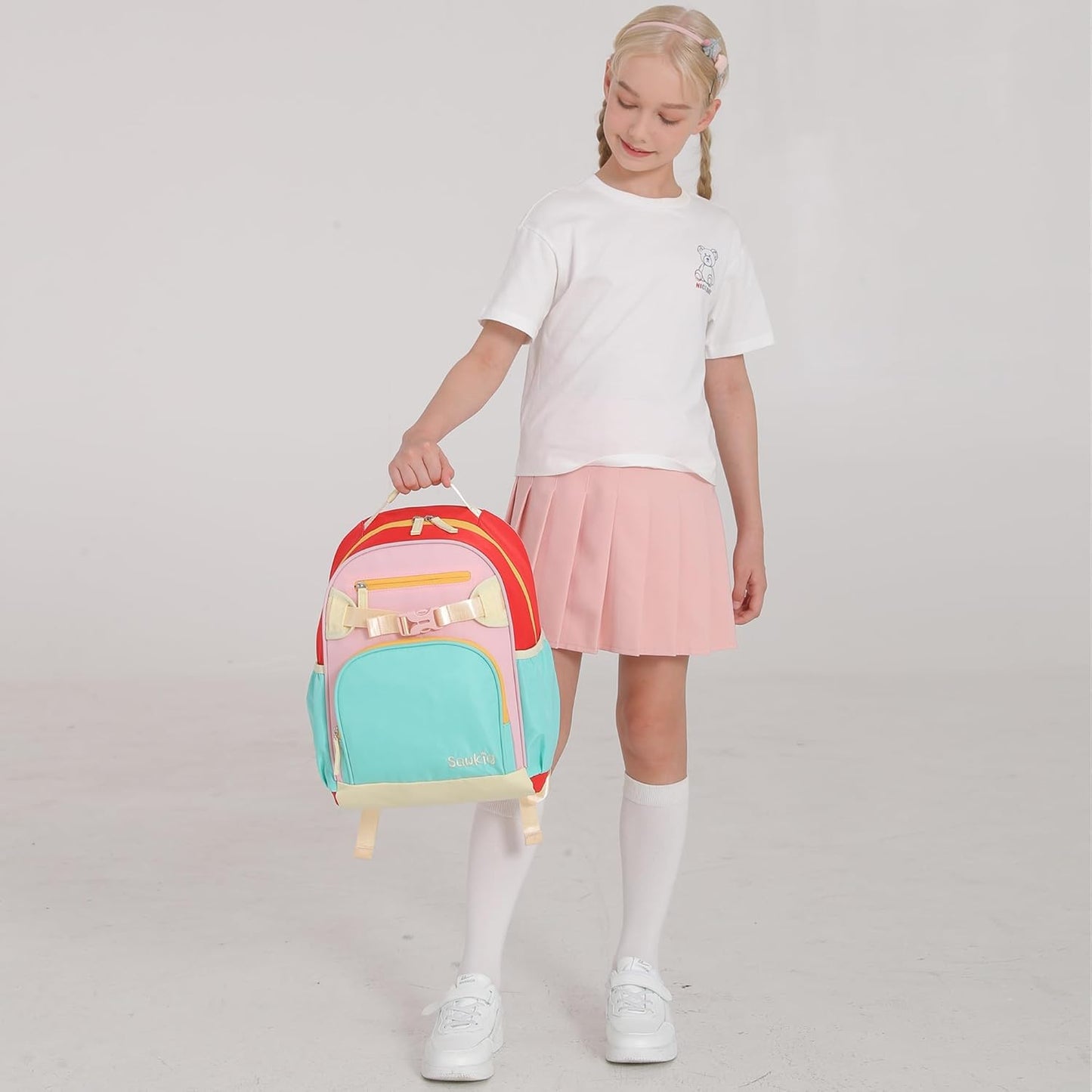 Cute Mini Toddler Backpacks for Girls 2-4 Little Kids Backpack preschool Bookbag (Aqua Pink Red)