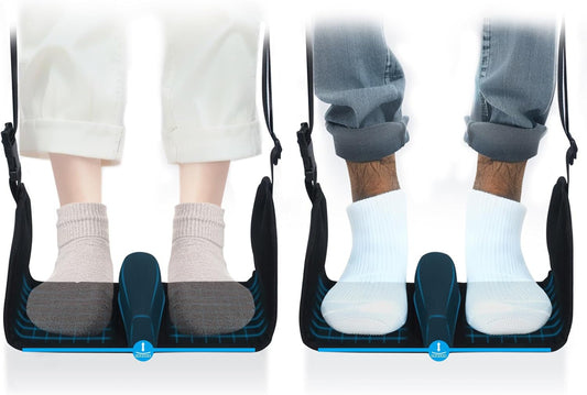 Airplane Foot Hammock, Foot Hammock for Travel Accessories with Ergonomic Removable Foot Divider Design, Airplane Foot Rest, Premium Comfortable Memory Foam & Hardboard for No Feet Clashing(Large)
