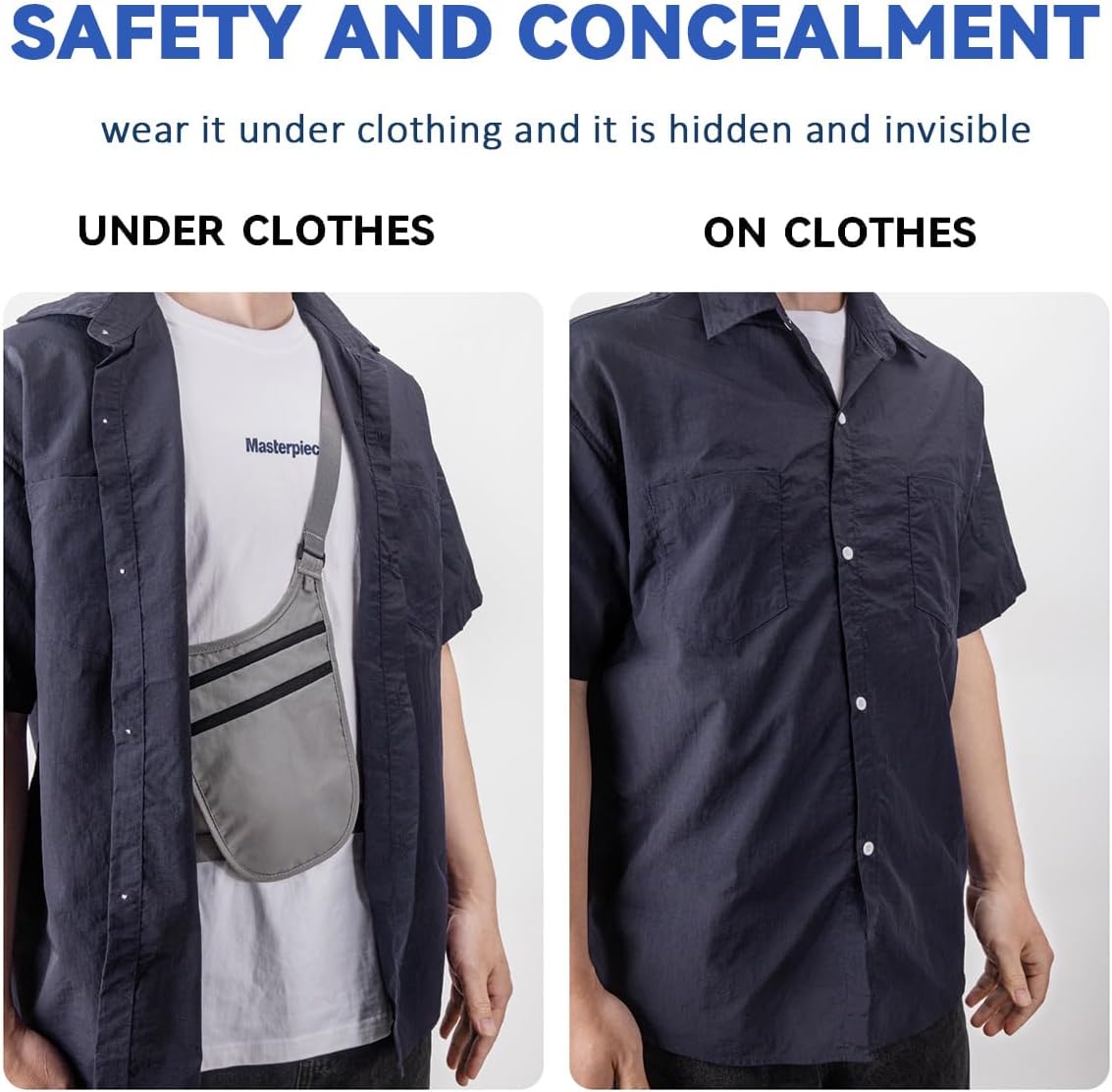 Crossbody Money Belt for Travel Women & Men Hidden, Travel Wallet Pouch - Slim Passport Holde, RFID Blocking Neck Wallet Under Clothes to Protect Cash, Credit Cards and Documents (GRAY)