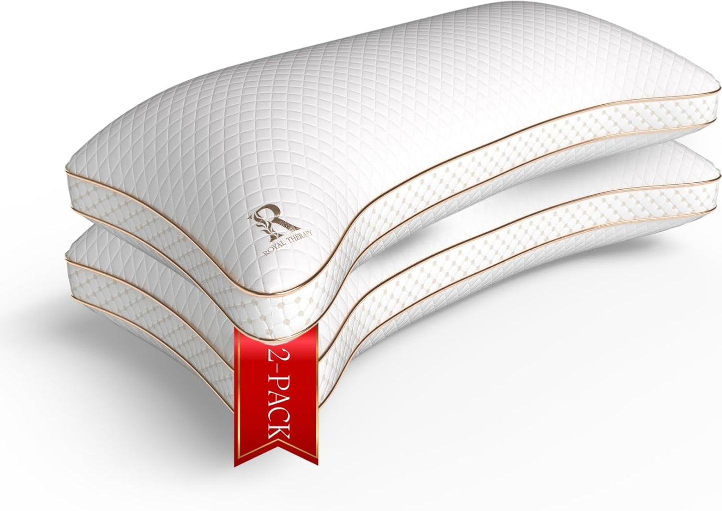 Royal Therapy King 2-Pack Memory Foam Pillow, Adjustable Shredded Odor-Free Pillow for Neck & Shoulder Pain Relief, Support for Back, Stomach, Side Sleepers BioForm