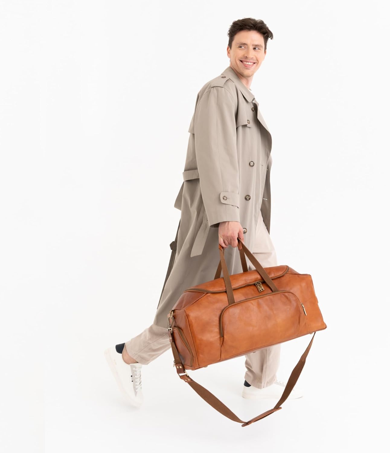 Berliner Bags Vintage Genuine Leather Duffle Denver XL for Travel or the Gym, Weekender Bag with shoe compartment, Overnight Bag for Men and Women - Brown