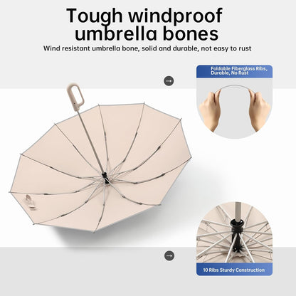 Portable Travel Umbrella, compact, durable, and windproof, reverse folding umbrella with safety reflective ring design, suitable for car and outdoor travel