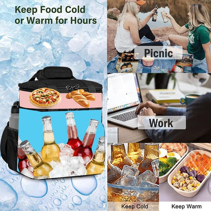 Expandable Insulated Lunch Box for Men & Women - Tactical Cooler Lunch Bag, Keeps Food Hot or Cold 8 Hours, Large Capacity with Water Bottle Holder & Shoulder Strap (Black)