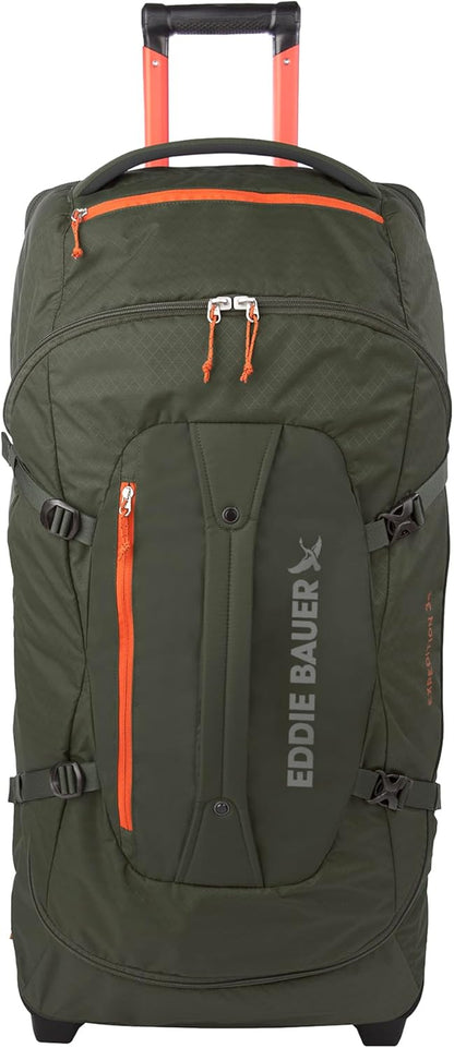 Eddie Bauer Expedition Rolling Duffel Bag with Wheels | Travel | Check-In | Luggage | Rugged | Durable - Dark Thyme, 34"