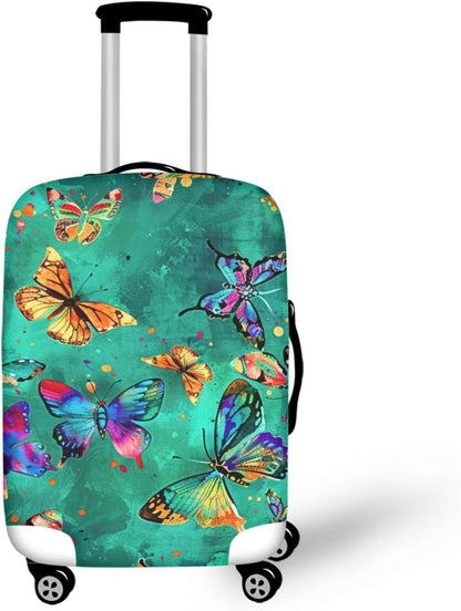 Butterflies Print Baggage Covers for 18-21 Inch Anti Scratch Luggage Protector for Women Girls Boys Non Slip Spandex Suitcase Cover Colorful Luggage Cover